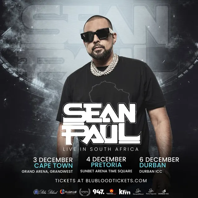 Sean Paul Live in South Africa — Cape Town, Pretoria and Durban
